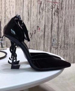 Saint Laurent Womens Opyum Dorsay Pumps In Patent Leather With Black Heel Black-4