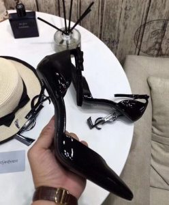 Saint Laurent Womens Opyum Dorsay Pumps In Patent Leather With Black Heel Black-5