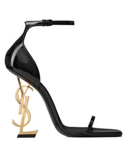 Saint Laurent Womens Opyum Sandals In Patent Leather Black-1
