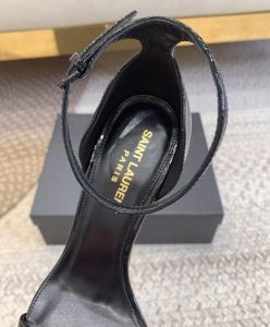 Saint Laurent Womens Opyum Sandals In Patent Leather Black-7