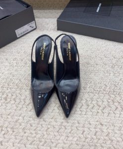 Saint Laurent Womens Opyum Slingback Pumps In Patent Leather Black-2