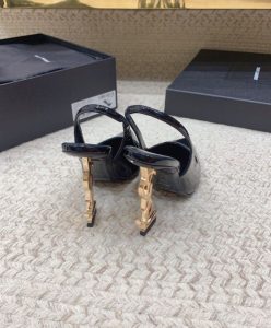 Saint Laurent Womens Opyum Slingback Pumps In Patent Leather Black-5