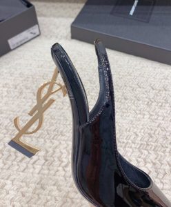 Saint Laurent Womens Opyum Slingback Pumps In Patent Leather Black-8