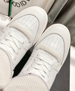 Saint Laurent Womens Sl80 Mid-Top Sneakers In Smooth And Grained Leather Cream-8