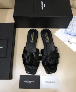 Saint Laurent Womens Tribute Mules In Patent Leather Black-2