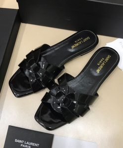 Saint Laurent Womens Tribute Mules In Patent Leather Black-4
