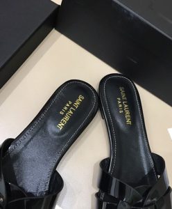 Saint Laurent Womens Tribute Mules In Patent Leather Black-8