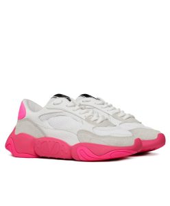 Valentino Garavani Bubbleback Mesh And Suede Sneaker Peachblow-1