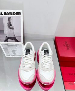 Valentino Garavani Bubbleback Mesh And Suede Sneaker Peachblow-2