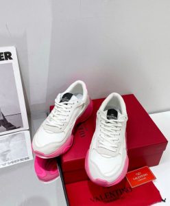 Valentino Garavani Bubbleback Mesh And Suede Sneaker Peachblow-3