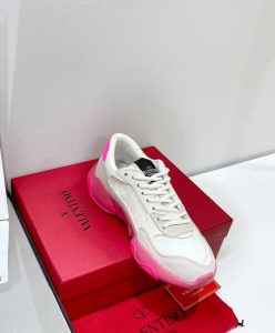 Valentino Garavani Bubbleback Mesh And Suede Sneaker Peachblow-5