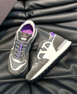 Valentino Mens Vlogo Pace Low-Top Sneaker In Split Leather Fabric And Calf Leather-4