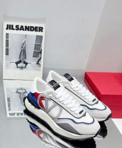 Valentino Unisex Netrunner Fabric And Suede Sneaker Cream-3