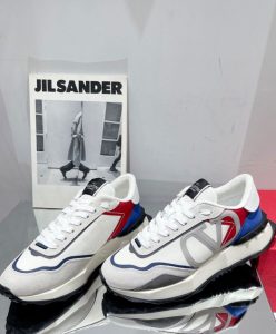 Valentino Unisex Netrunner Fabric And Suede Sneaker Cream-4