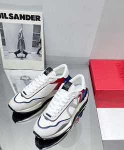 Valentino Unisex Netrunner Fabric And Suede Sneaker Cream-5