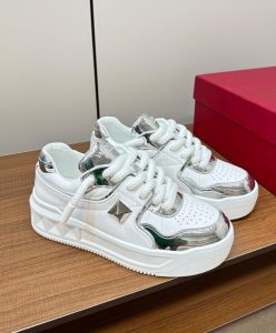 Valentino Unisex One Stud XL Womens Lambskin Sneakers White-3