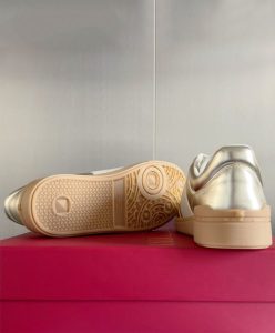 Valentino Unisex Upvillage Sneaker In Laminated Calfskin With Nappa Calfskin Leather Band Golden-10