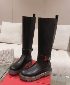 Valentino Womens One Stud Boot In Calfskin 45MM Black-4