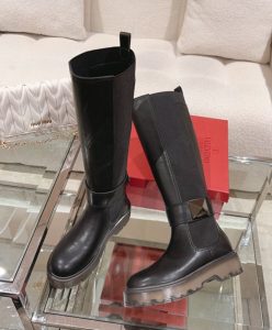 Valentino Womens One Stud Boot In Calfskin 45MM Black-6