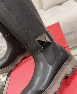 Valentino Womens One Stud Boot In Calfskin 45MM Black-7