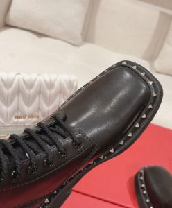 Valentino Womens Rockstud Calfskin Combat Boot With Matching Studs 50MM Black-7