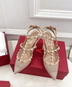 Valentino Womens Rockstud Mesh Pump With Crystals And Straps 100MM-2