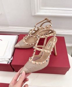 Valentino Womens Rockstud Mesh Pump With Crystals And Straps 100MM-7