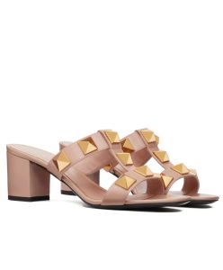 Valentino Womens Roman Stud Calfskin Slide Sandal 60 MM-1