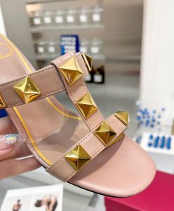 Valentino Womens Roman Stud Calfskin Slide Sandal 60 MM-10