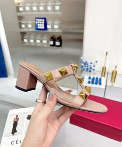 Valentino Womens Roman Stud Calfskin Slide Sandal 60 MM-7