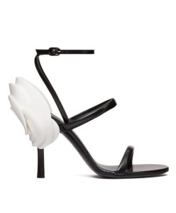 Valentino Womens Roserouche Sandal 1959 In Calfskin 100MM Black-1