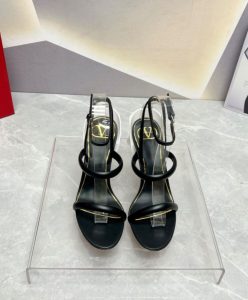 Valentino Womens Roserouche Sandal 1959 In Calfskin 100MM Black-2