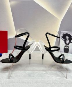 Valentino Womens Roserouche Sandal 1959 In Calfskin 100MM Black-5