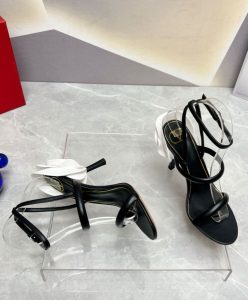 Valentino Womens Roserouche Sandal 1959 In Calfskin 100MM Black-8