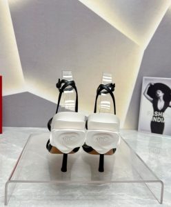 Valentino Womens Roserouche Sandal 1959 In Calfskin 100MM Black-9