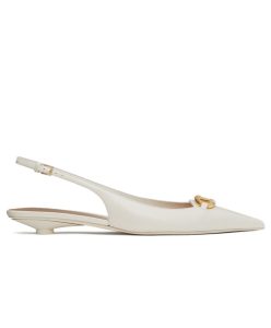 Valentino Womens The Bold Edition Vlogo Calfskin Slingback Ballerinas 20MM White-1