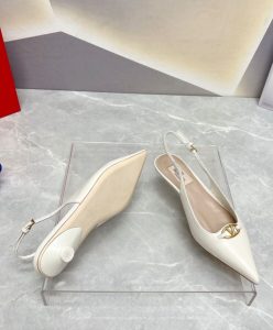 Valentino Womens The Bold Edition Vlogo Calfskin Slingback Ballerinas 20MM White-10