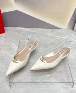Valentino Womens The Bold Edition Vlogo Calfskin Slingback Ballerinas 20MM White-4