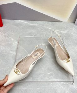 Valentino Womens The Bold Edition Vlogo Calfskin Slingback Ballerinas 20MM White-5