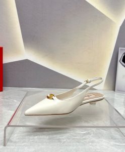Valentino Womens The Bold Edition Vlogo Calfskin Slingback Ballerinas 20MM White-7