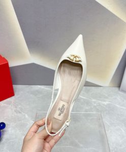 Valentino Womens The Bold Edition Vlogo Calfskin Slingback Ballerinas 20MM White-8