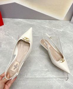 Valentino Womens The Bold Edition Vlogo Calfskin Slingback Ballerinas 20MM White-9