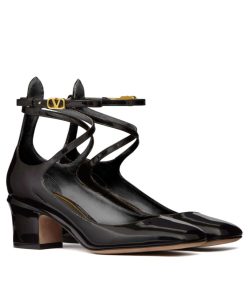 Valentino Womens Valentino Garavani Tan-Go Patent Leather Pump 60MM-1