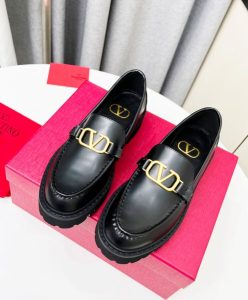 Valentino Womens Vlogo Signature Calfskin Loafer Black-2