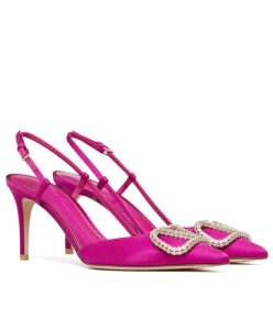 Valentino Womens Vlogo Signature Satin Slingback Pumps 80mm-1