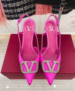 Valentino Womens Vlogo Signature Satin Slingback Pumps 80mm-2