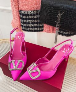 Valentino Womens Vlogo Signature Satin Slingback Pumps 80mm-4