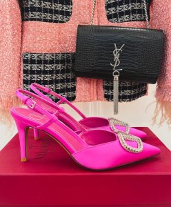 Valentino Womens Vlogo Signature Satin Slingback Pumps 80mm-7