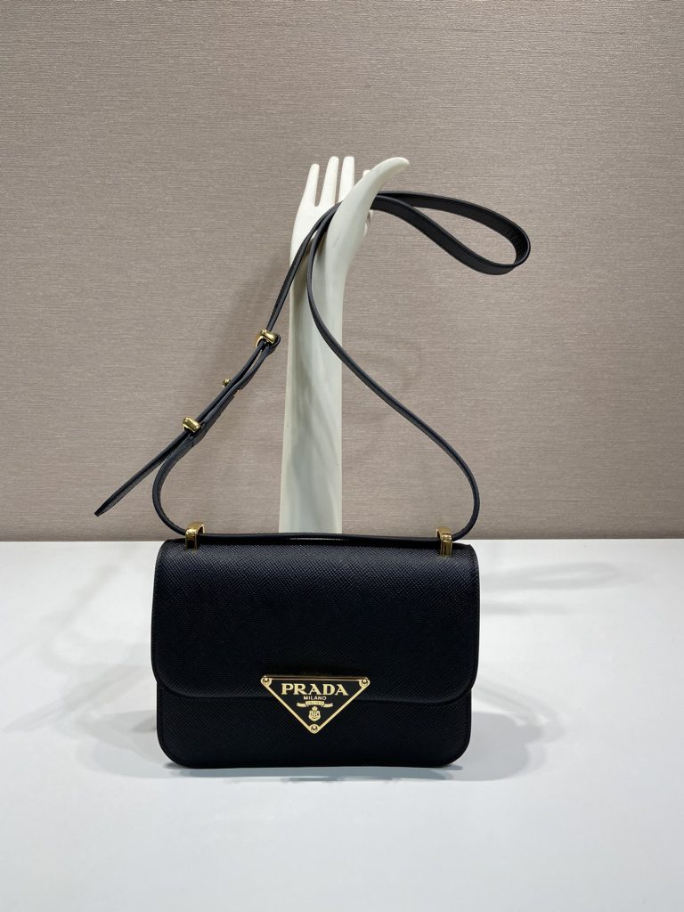 Prada Embleme Saffiano Shoulder Bag 1BD320 Black