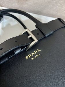 Prada Buckle Large Leather Handbag With Belt 1BA416 Black-7.jpg